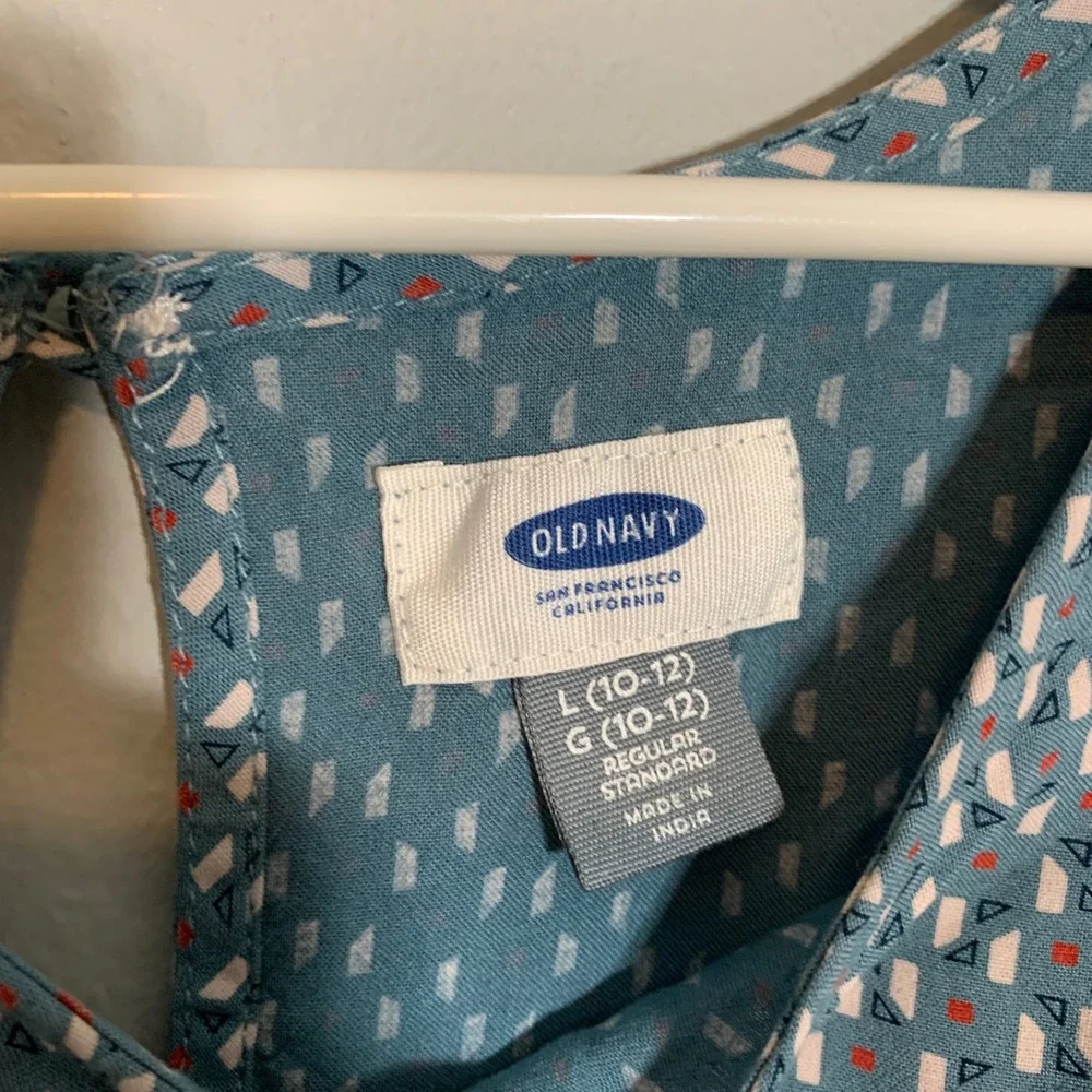5/$25 Old‎ Navy Kids Blue Geometric Print Long Sleeve Dress Size L 10 12